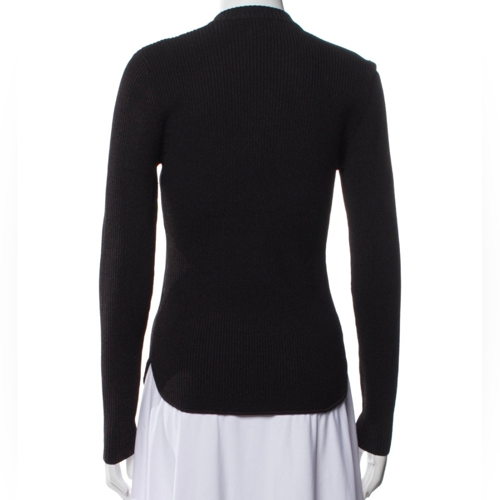 Ganni ribbed knit sweater featuring decorative crystal buttons Sz Large - Picture 3 of 16